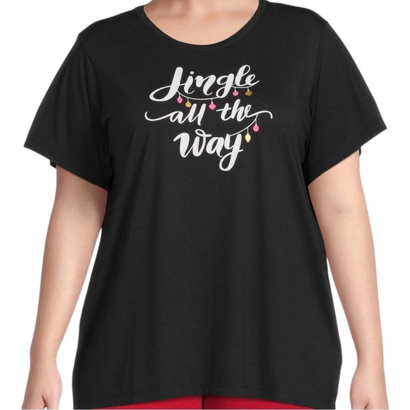 Holiday Time Women’s Black Jingle All the Way Short Sleeve T Shirt - Picture 7 of 7